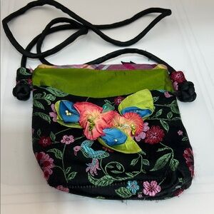 Goody Goody California Small Crossbody Bag Embroidered Floral Velvet Boho Purse
